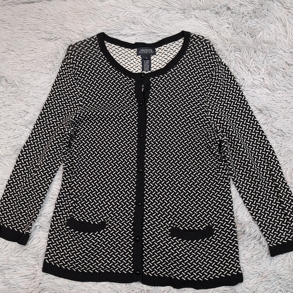 Vintage Jones New York Shirt Womens L Black‎ Button Up Preppy Career Casual
